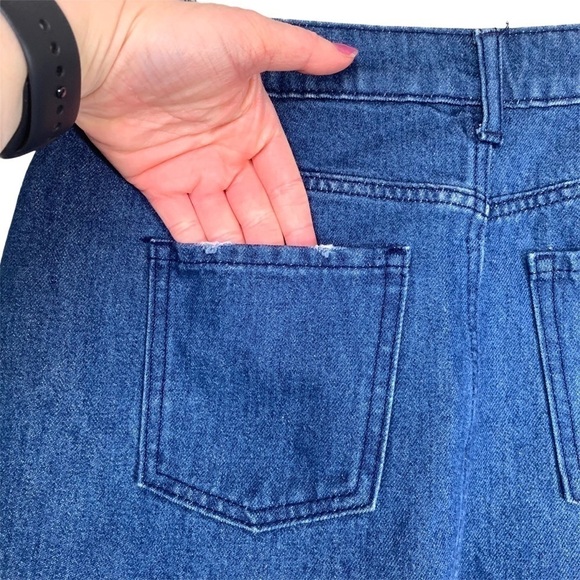 H&M Y2K fringe Raw Hem Cut off Denim Mini Skirt Size 6 - Picture 6 of 12